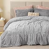 Sacebeleu Winter Bettwäsche 135x200cm 4 Teilig Grau Hellgrau Plüsch...