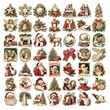 Weihnachtsaufkleber, 50 Stück Sticker Vintage, Selbstklebend Aufkleber...