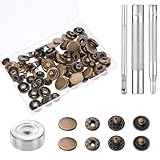 24 Stück Druckknöpfe, 15mm Metall Druckknopf Set mit 4 Druckknöpfe...