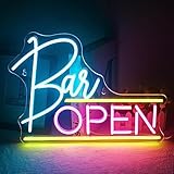 ineonlife Open Neon Schild Rosa Blau LED Neon Light für Business Light Up...