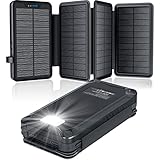 Solar Powerbank 26800mAh, elzle Solar Ladegerät mit 2 USB-A Ausgang & 1...