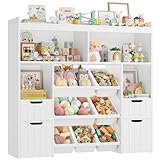 HOCSOK Kinderregal mit Boxen auf Rollen, Kinderbücherregal mit 4...