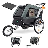 DAISTERN Fahrradanhänger Hunde bis 45KG, 3 in 1 Hundeanhänger Gefedert...