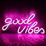 Wanxing Rosa Good Vibes Neon Schild,Neon-Wanddekorationsschilder, Echtes...