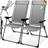 KESSER® 2er Set Gartenstuhl Hochlehner Alu Klappstuhl 7-Fach Verstellbar...