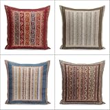 KIZIFI 4er Set Outdoor Kissenbezüge 50x50 cm Braune Streifen Outdoor...