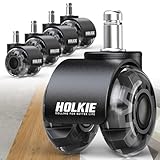 HOLKIE Bürostuhl Rollen 11mm 5er Set Schwarz Gummi Rollen für...