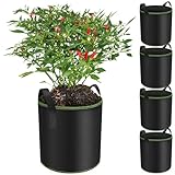 Enbagold Pflanzsack 12 Liter (5 Stück) Stofftopf - Pflanzbeutel aus...