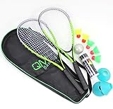 QMBasic Speed Badminton Set + 5 Speed Balls | Beach Turbo Federball...