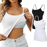 Attraco Unterhemden Damen Spaghettiträger Basic Top Layering Lange Tanks...
