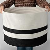 COSYLAND Großer Korb aus Baumwollseil, Korb für Decken, Wäschekorb...