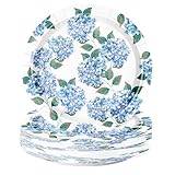 WRAPAHOLIC Pappteller mit Blumenmuster, 22,9 cm, blaue Hortensien,...