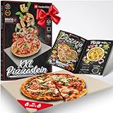 Heidenfeld XXL Pizzastein 46.5 x 35.5 x 1.5 cm | Pizza Stein für Backofen...
