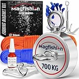 MAGFISHION Magnetfischen Mega Set - 700 KG (2 x 350KG) - Ø94mm - Neodym...