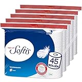 Softis 4-lagiges Toilettenpapier | 45 Rollen-Packung (5 x 9...