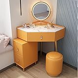 JNAMQK Frisiertisch, Eckset mit beleuchtetem Spiegel, Make-up-Set mit...