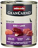 GranCarno Hunde Nassfutter Senior mit Rind + Lamm (6 x 800g), Hundefutter...