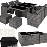 tectake Polyrattan Gartenmöbel Set, Sitzgruppe mit 6 Stühle +1 Glasplatte...