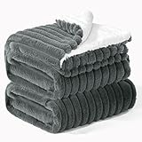 BEDELITE Kuscheldecke Flauschig Decke Groß - Dicke XXL Sherpa Decken Grau...