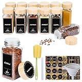 Gewürzgläser Eckig 12er Set 120ml, Gewürzdosen mit Streueinsatz,...