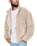 Runcati Fuzzy Sherpa-Jacke für Herren, Fleece, langärmelig, durchgehender...
