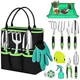 Mactoou Gartenwerkzeug Set, 12 Stück Schwerlast Gartengeräte Set mit...