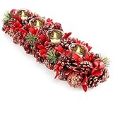 COM-FOUR® Adventskranz länglich, Kerzenständer Weihnachten für 4...