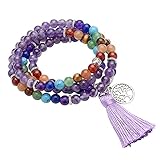 GEHECRST Schmuck 108 Perlen Edelstein Mala Kette Mala Armband 7 Chakra...