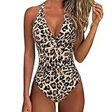 MLPKOI Badeanzug Damen Bauchweg, V-Ausschnitt Sexy Bademode Schlankheits...