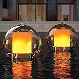 Solar Schwimmende Flamme Pool Beleuchtung, Flammenlicht Pool Zubehör...