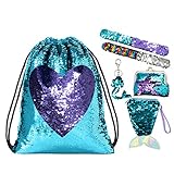 Wodasi Mermaid Pailletten Kordelzug Rucksack Glitzernde, Pailletten Tasche...