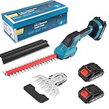 Elektrische Heckenschere Akku Grasscheren 21V Akku Heckenschere, 2 in 1...