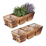 Relaxdays Blumenkasten, 3 Fächer, Holz Pflanzkasten mit Folie, HxBxT: 12,5...