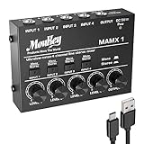 Moukey MAMX1 4 Kanal DJ Mixer Mischpult, Musik Mixer tragbar, Mini Karaoke...