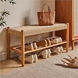 Schuhregal aus Holz, 2 Etagen, für Schlafzimmer, Schrank, Wohnzimmer,...