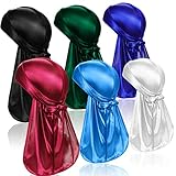 6 Pcs Seide Männer Durag, Pack Durags Do Rags mit langem Schwanz und...