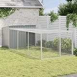 Gecheer Kleintierstall mit Auslauf Anthrazit 153x396x110cm Verzinkter Stahl...