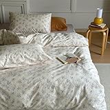 MOTNTD Queensize-Bettbezug mit Blumenmuster, cremefarben, Boho,...