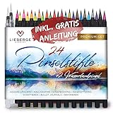 LIEBERGE Pinselstifte Premium-Set - 24 Aquarellfarben + 2 Wassertankpinsel...