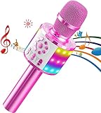 Karaoke Mikrofon Kinder, Drahtloses Bluetooth Mikrofon mit LED, Geschenke...