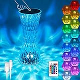 LED Tischlampe aus Kristall, 16 Farben 4 Modi Acryl Rose Diamant Lampen mit...