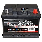 Autobatterie 12V 50Ah 480A/EN BlackMax Starter 30% mehr Leistung ersetzt...