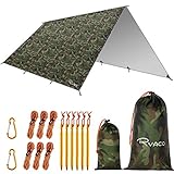 RYACO Tarp 3x4 m Wasserdicht Zeltplane Ultraleicht mit ösen + 6 Erdnägel...