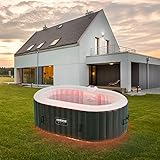 Arebos Whirlpool mit LED Beleuchtung | Aufblasbar | In- & Outdoor | 190x120...