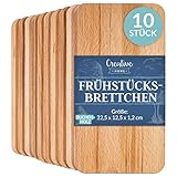 Creative Home 10 x Frühstücksbrettchen Holz Set | 22.5 x 12.5 x 1.2 cm |...