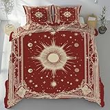Kntnshac Tarot Sonne und Mond Bettwäsche 155x220, Rot Microfaser...