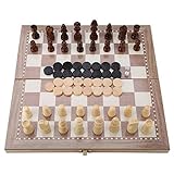 Klappbar Schachbrett, 3-in-1-Schach aus Holz, das Schach, Dame und...
