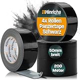 Hinrichs Panzertape schwarz - 4 Rollen 50m x 50mm Gewebeband - extra...