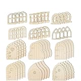 Vibsky Mini-Feengartentür-Bastelset, 48 Stück, unlackierte Holztüren und...