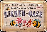 LANOLU Retro Blechschild Bienen-OASE Schild - Blechschilder Garten mit...